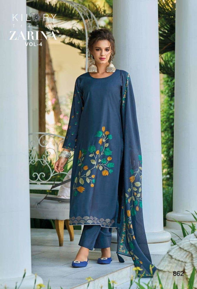 Zarina Vol 4 By Kilory Viscose Muslin Digital Printed Dress Material Wholesale Price In Surat
